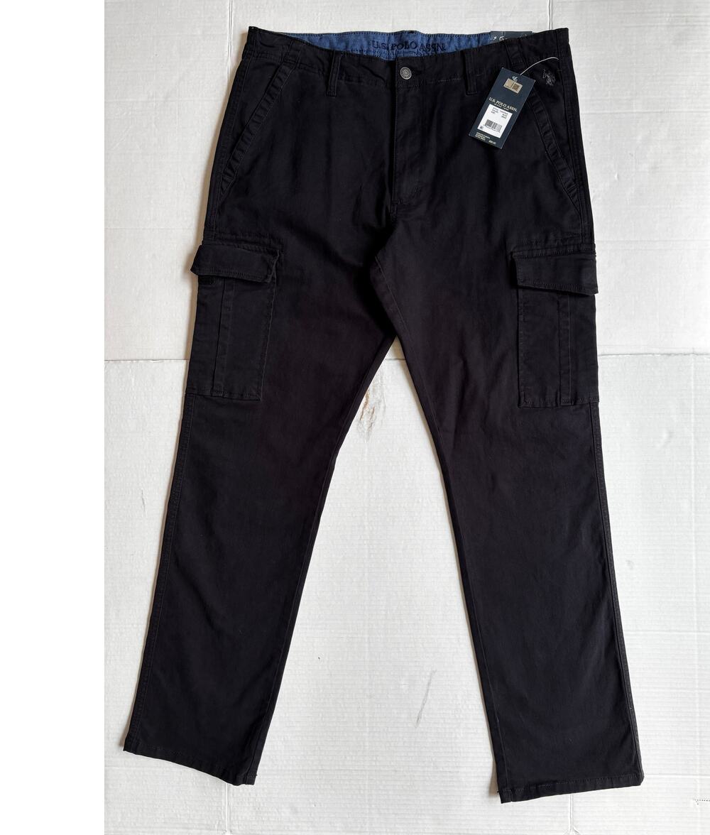 NWT U.S.Polo Assn Mens Black Cargo Utility Straight Pants 36x32 ActivateStretch